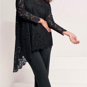 Attitudes by Renee Elegant Black Lace Top